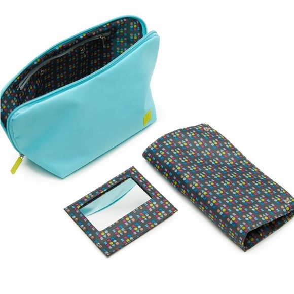 Large Caboodles Cosmetic Bag - "Miami Beat" Soft Makeup Pouch Travel | Teal Blue - Picture 4 of 4